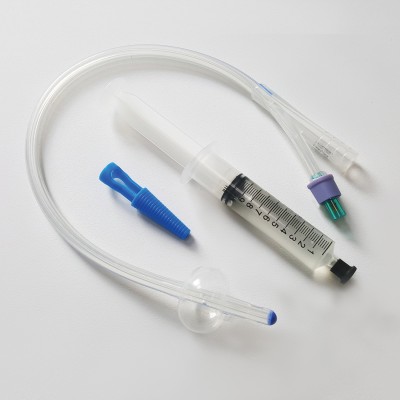 FOLEY CATHETER two-way, with plastic valve 100% silicone, X-ray contrast, syringe with glycerin sterile
