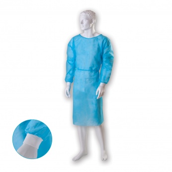 medical gown with knitted cuffs