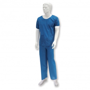 Surgical shirt, short-sleeved,  with elastic cuffs, non-woven, non-sterile